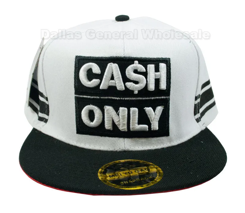 "Cash Only" Casual Flat Bill Caps Wholesale