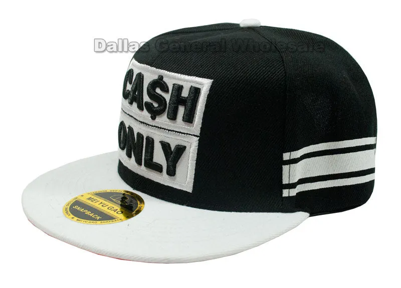 "Cash Only" Casual Flat Bill Caps Wholesale