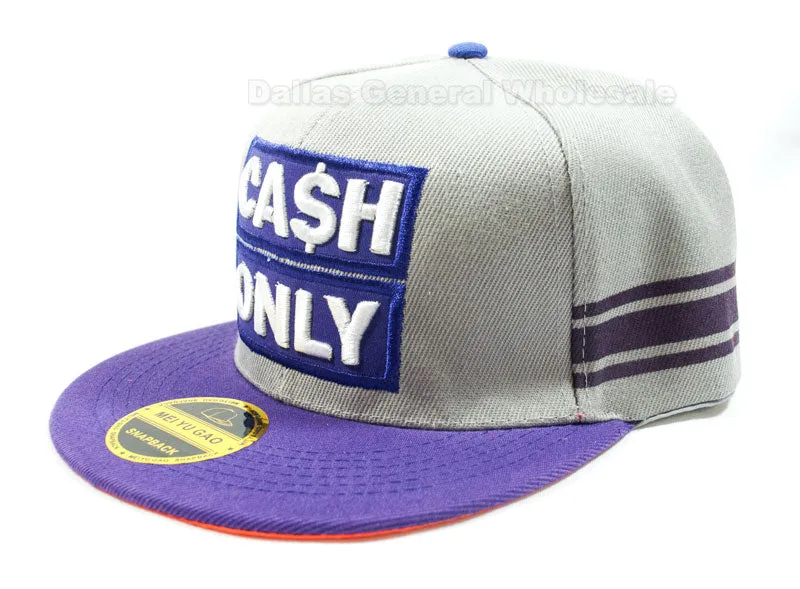 "Cash Only" Casual Flat Bill Caps Wholesale