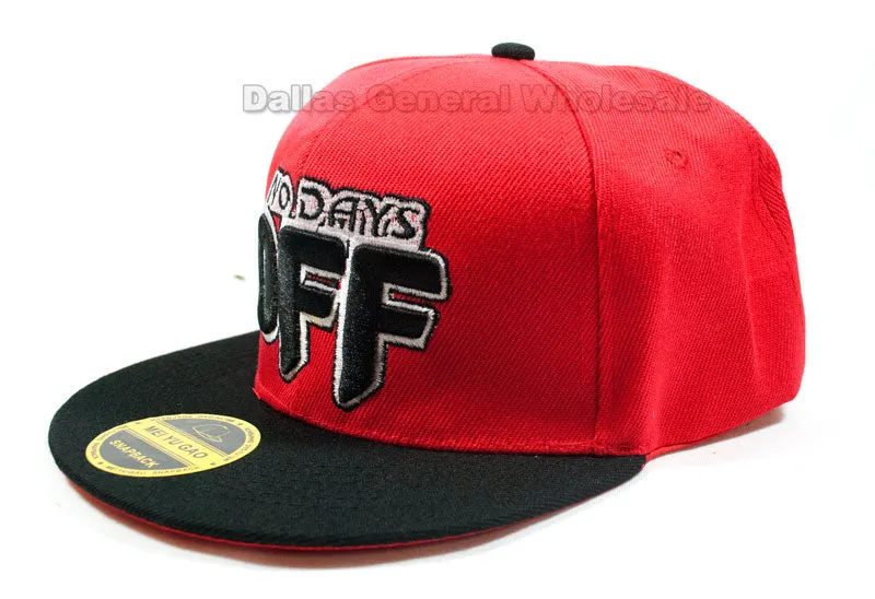 "NO DAYS OFF" Casual Flat Bill Caps Wholesale