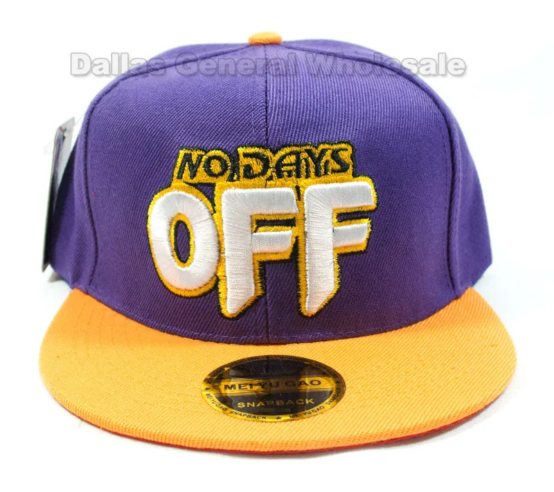 "NO DAYS OFF" Casual Flat Bill Caps Wholesale