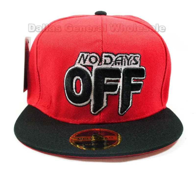 "NO DAYS OFF" Casual Flat Bill Caps Wholesale