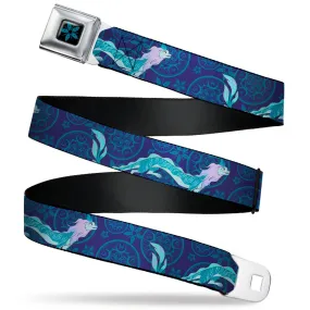 Raya and the Last Dragon Flower Icon Full Color Black/Blue Seatbelt Belt - Raya and the Last Dragon Dragon and Icons Blues Webbing