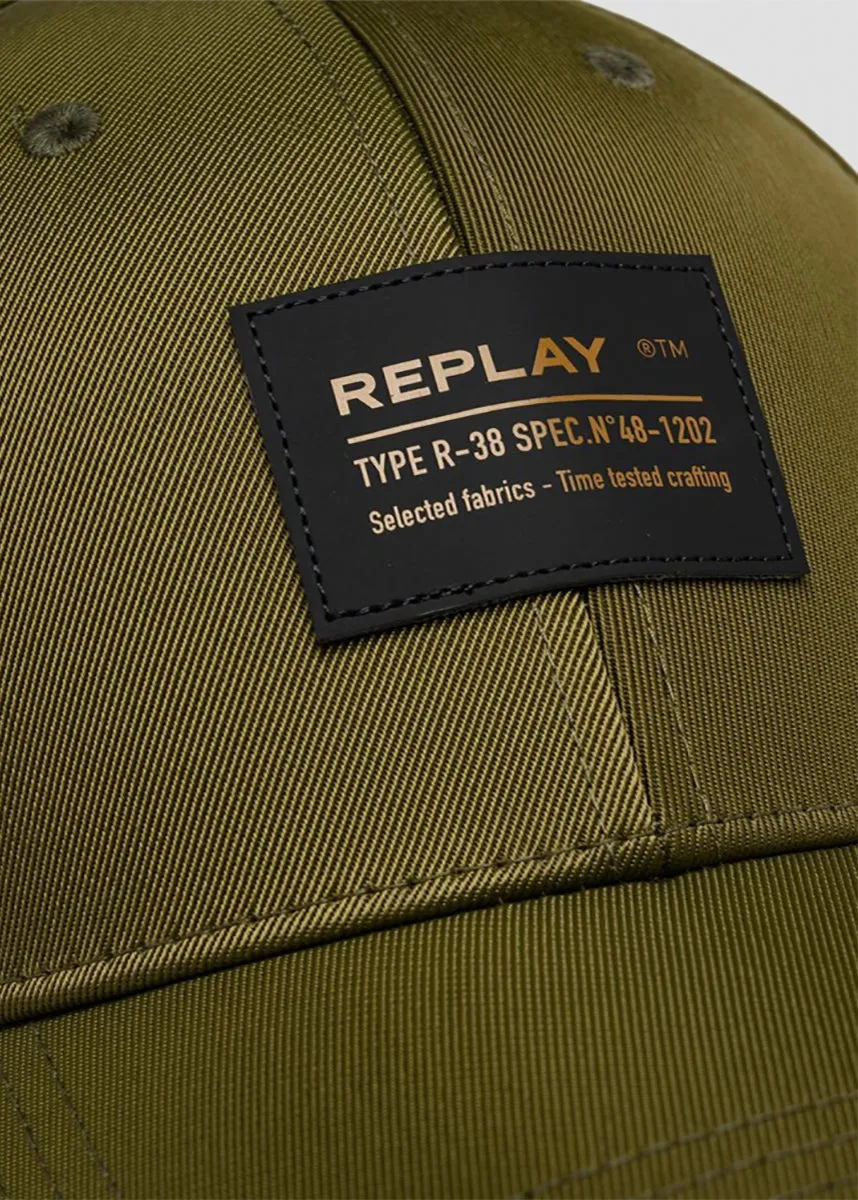 Replay Patch Baseball Cap In Olive Black