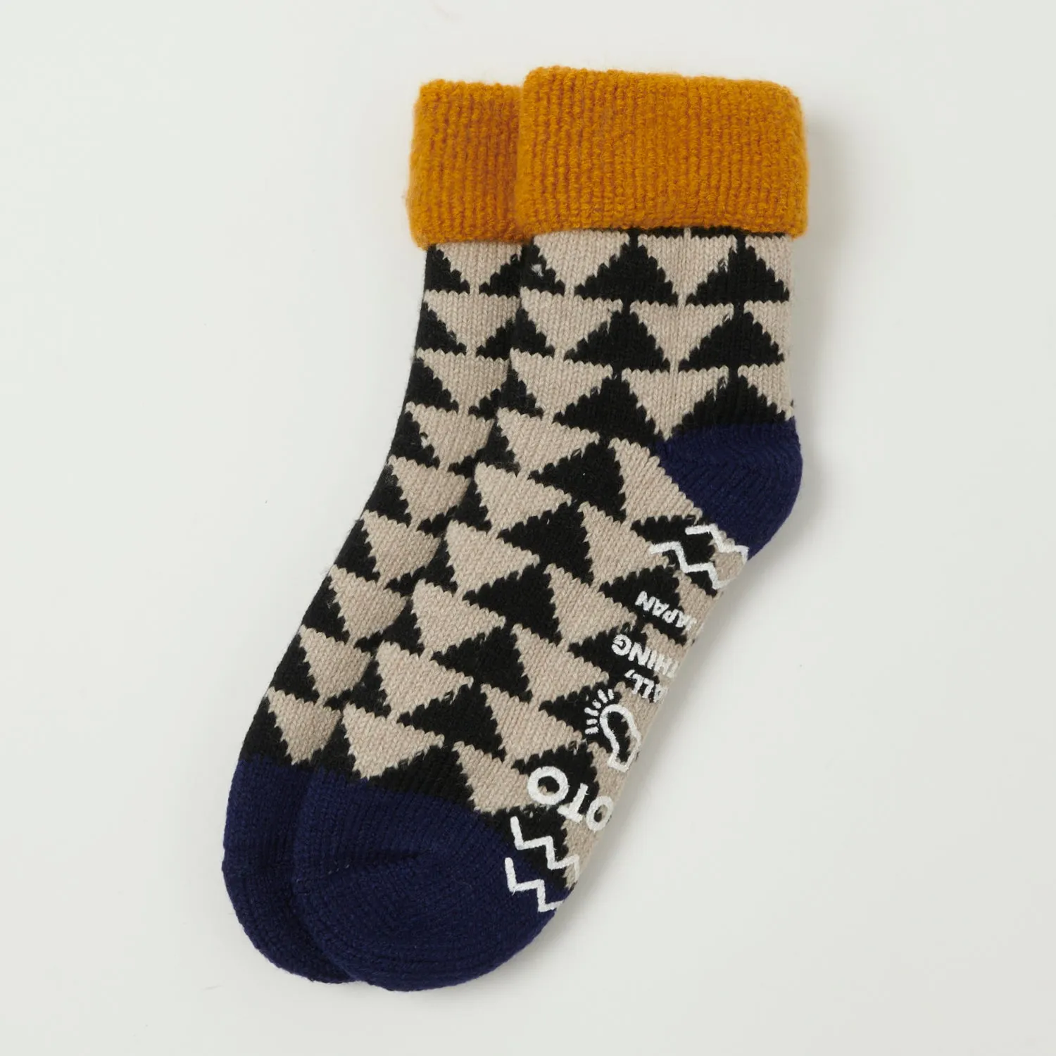 RoToTo Sankaku Comfy Room Sock - Gold/Black/Navy