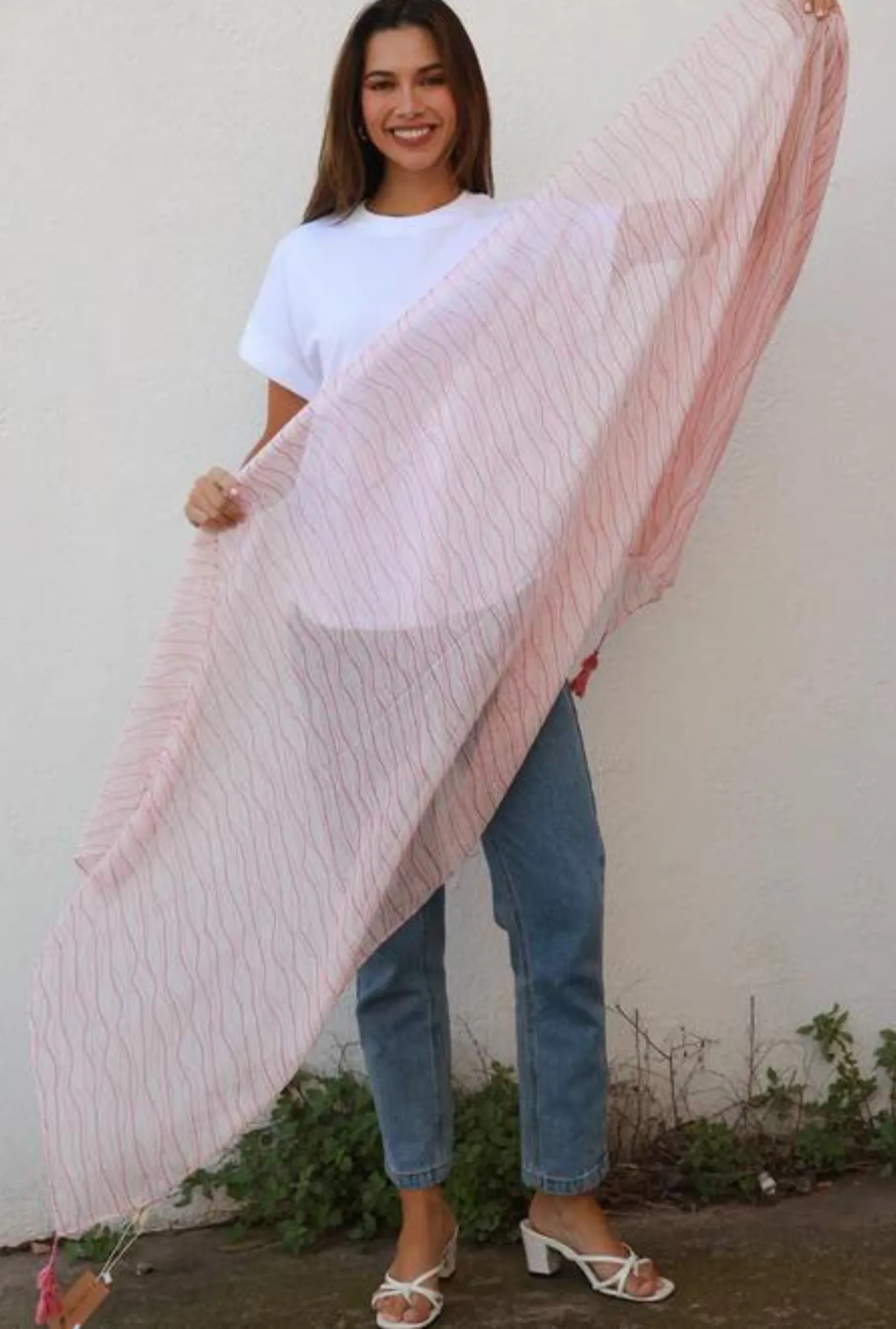 Shima Line Scarf - Light Pink