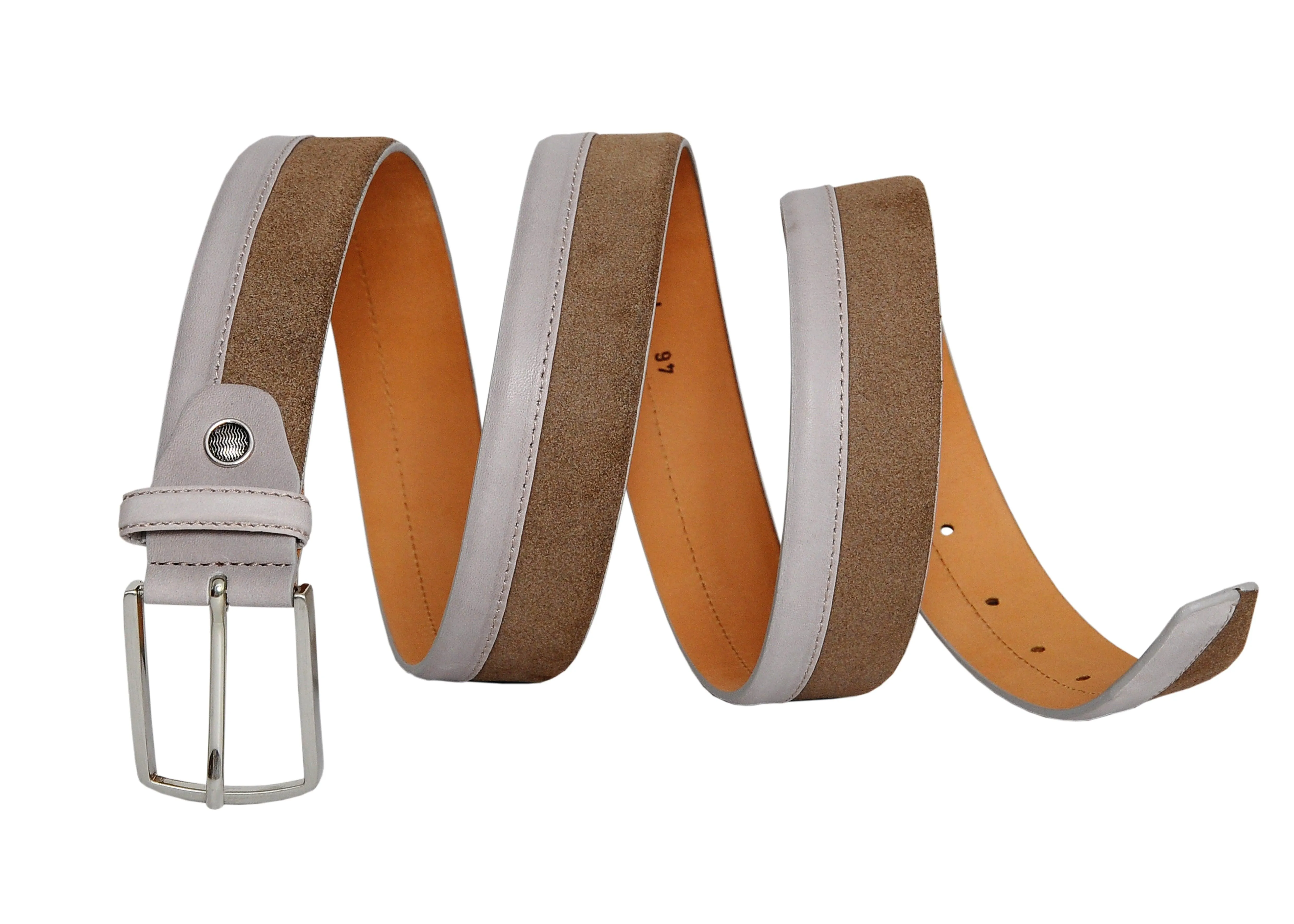 Siene Beige Leather Men Suede Belt