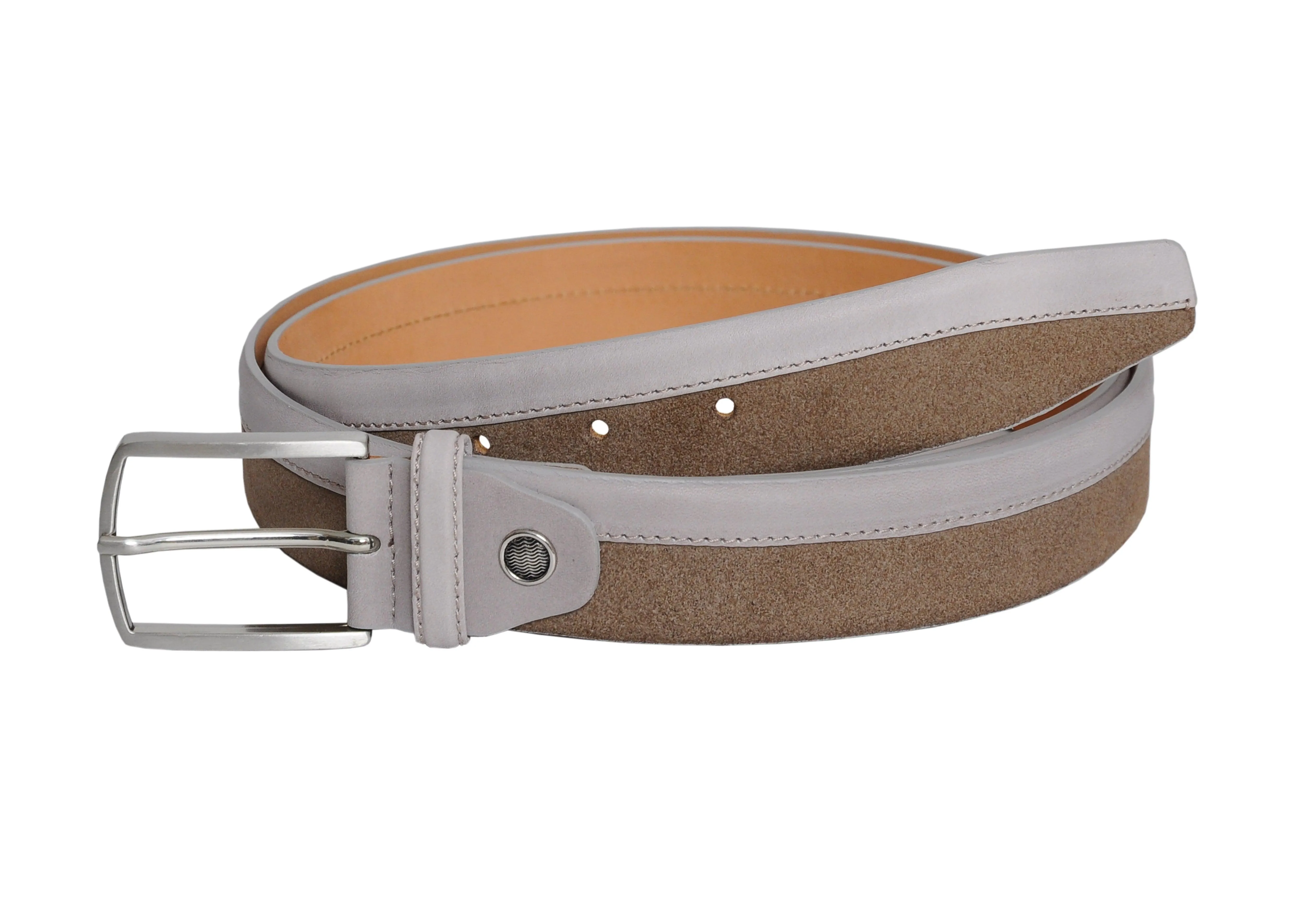 Siene Beige Leather Men Suede Belt