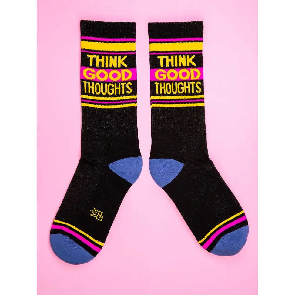 Think Good Thoughts Gym Crew Socks | Black Cotton Socks | Unisex