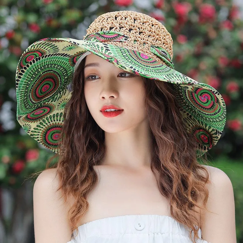 Trendy  Bohemian Beach Tie Dyed Straw Hat