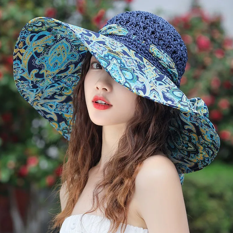 Trendy  Bohemian Beach Tie Dyed Straw Hat