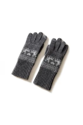 Vintage Cashmere Knit Fair Isle Touchscreen Gloves