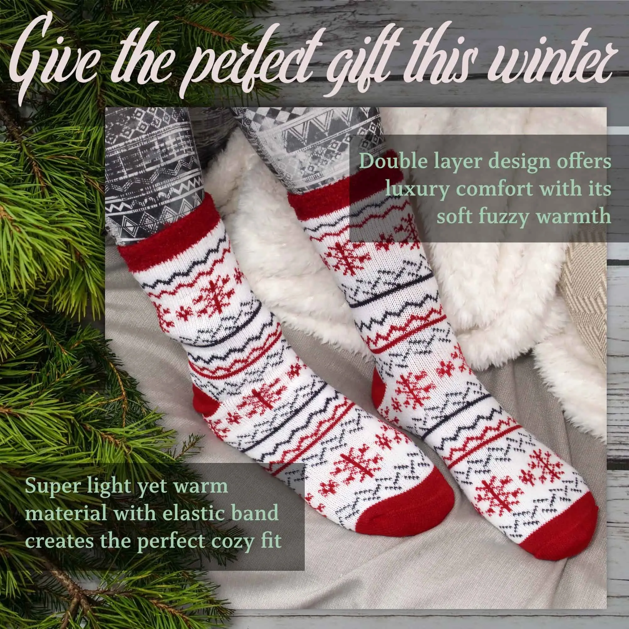 Women's Double Layer Comfy Fuzzy Home Cabin Socks