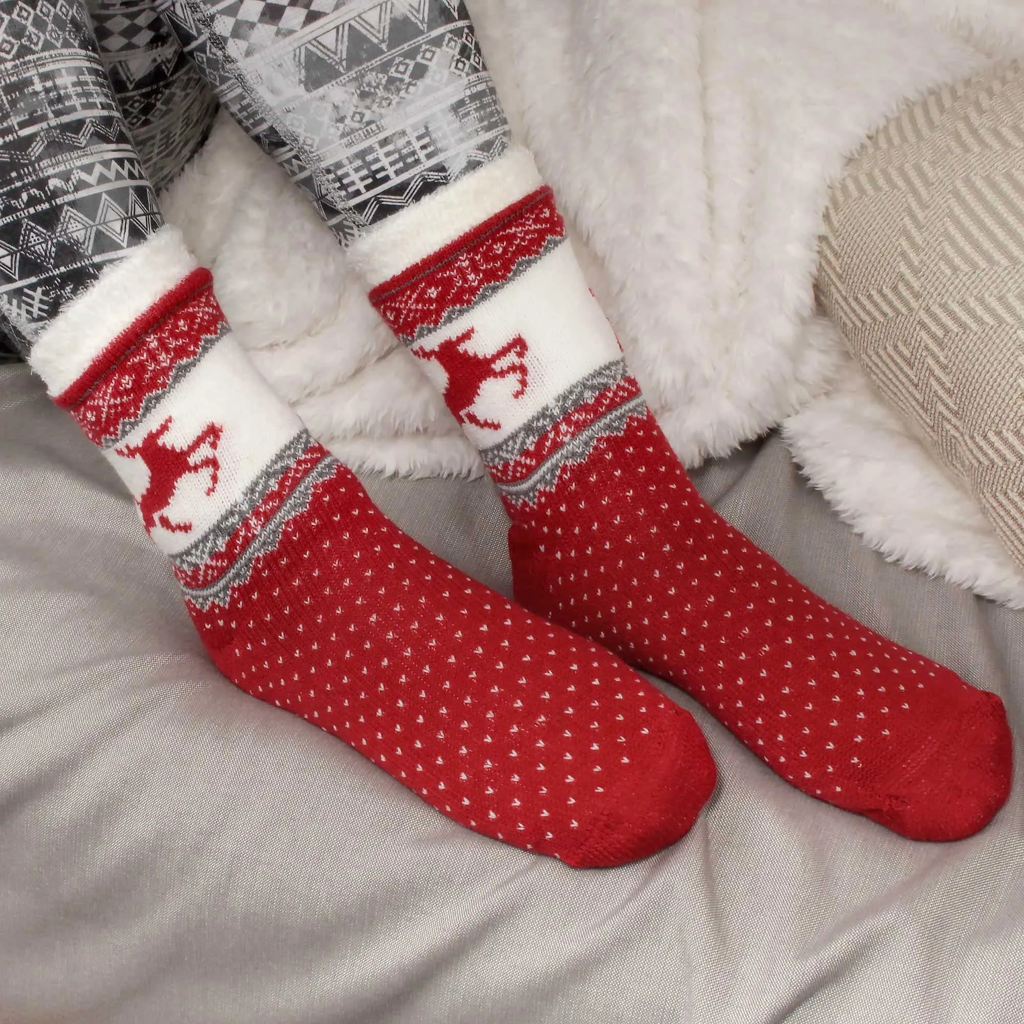 Women's Double Layer Comfy Fuzzy Home Cabin Socks