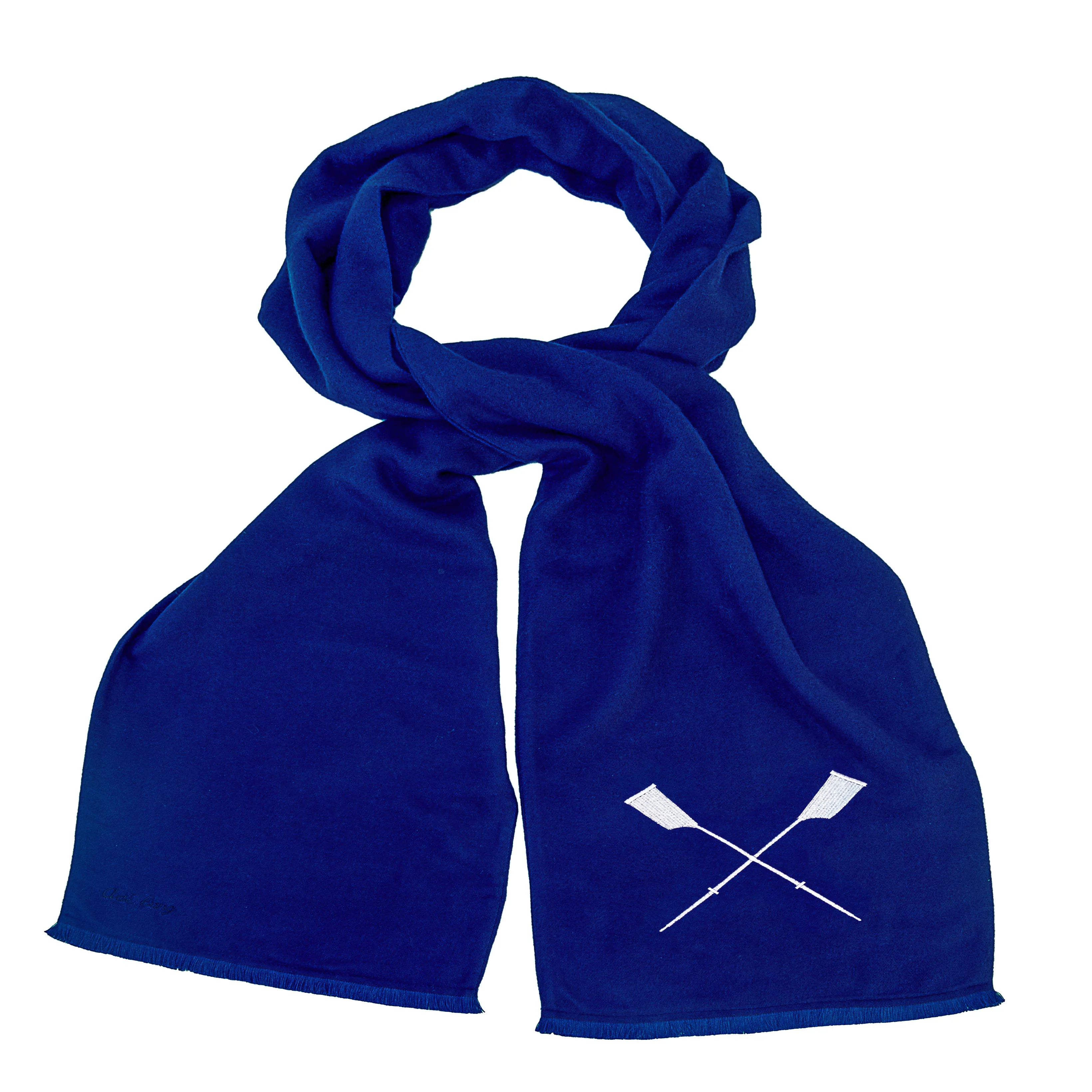 Wool scarf with embroidered white crossed oars